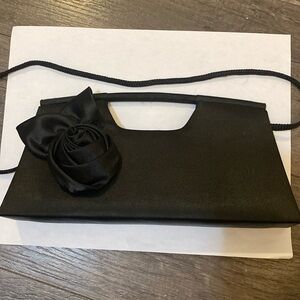 Black  clutch purse black rose 25 cm across